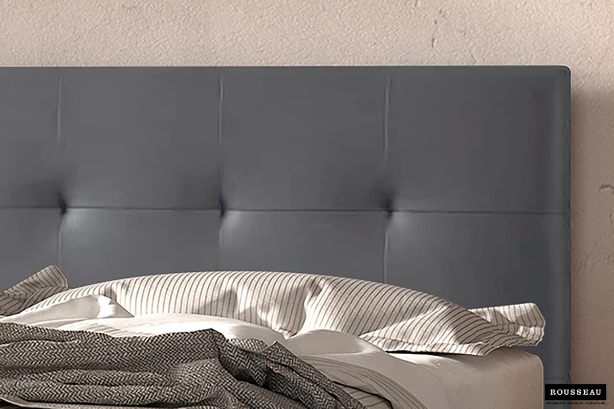 Lit 'Porto' 160x200 avec sommier PU Gris (RO-89526-3) – Image 3