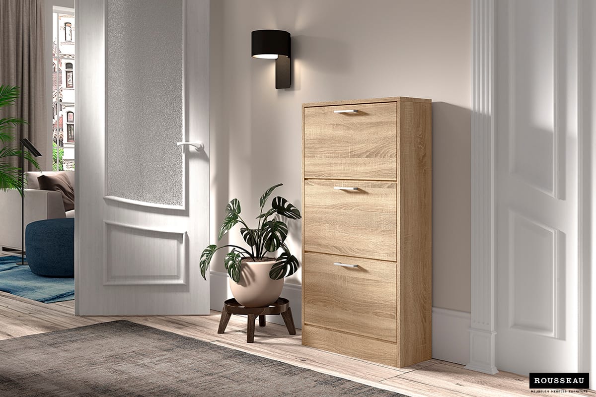 Armoire rangement chaussures 'Carini' 3 tiroirs Sonoma (RO-5202-3)