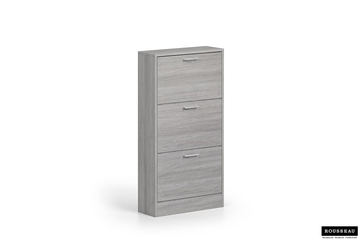 Armoire rangement chaussures 'Carini' 3 tiroirs Chêne gris (RO-5202-5) – Image 5