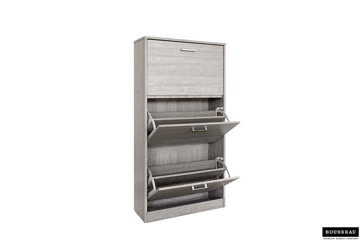 Armoire rangement chaussures 'Carini' 3 tiroirs Chêne gris (RO-5202-5) – Image 7