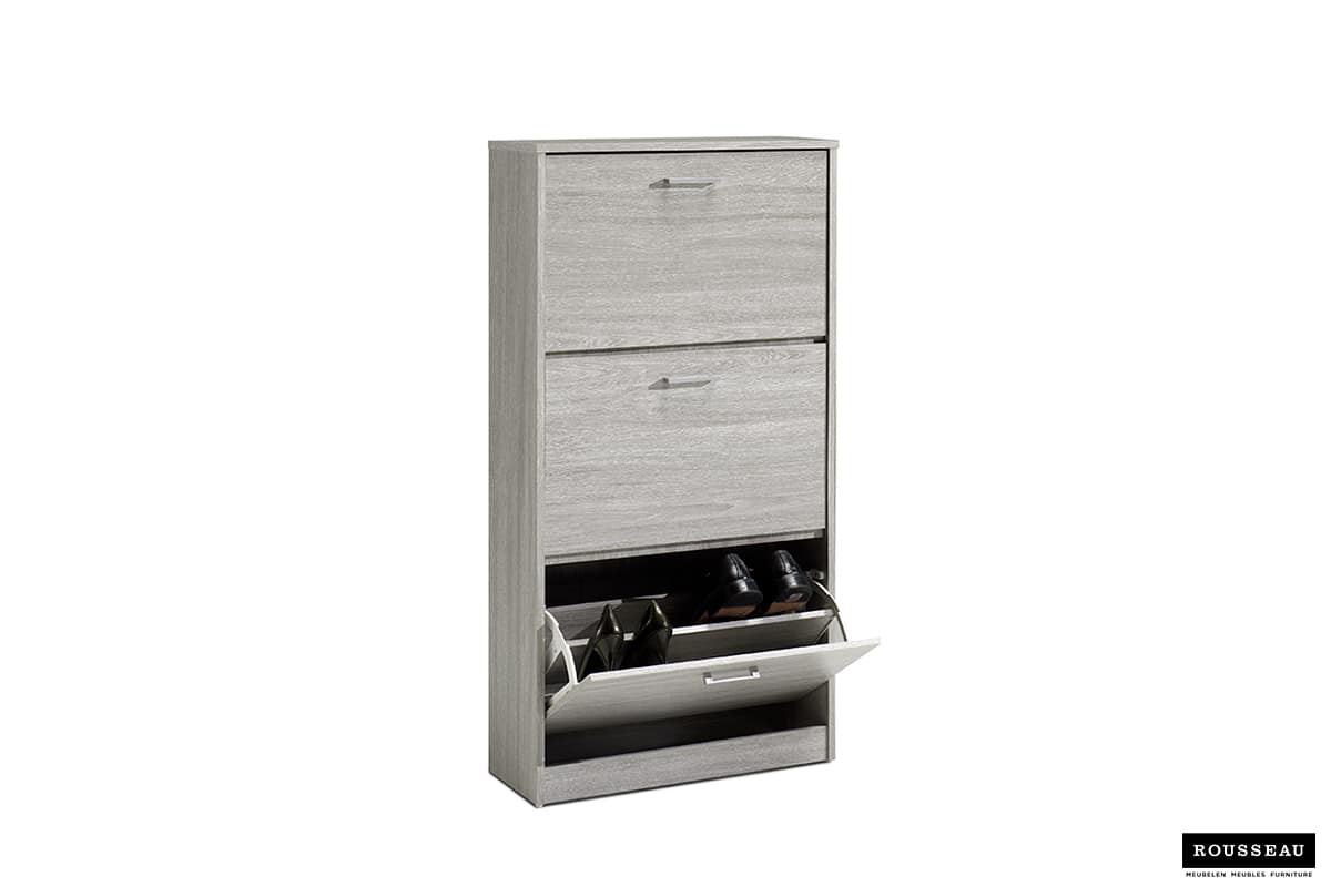 Armoire rangement chaussures 'Carini' 3 tiroirs Chêne gris (RO-5202-5) – Image 8