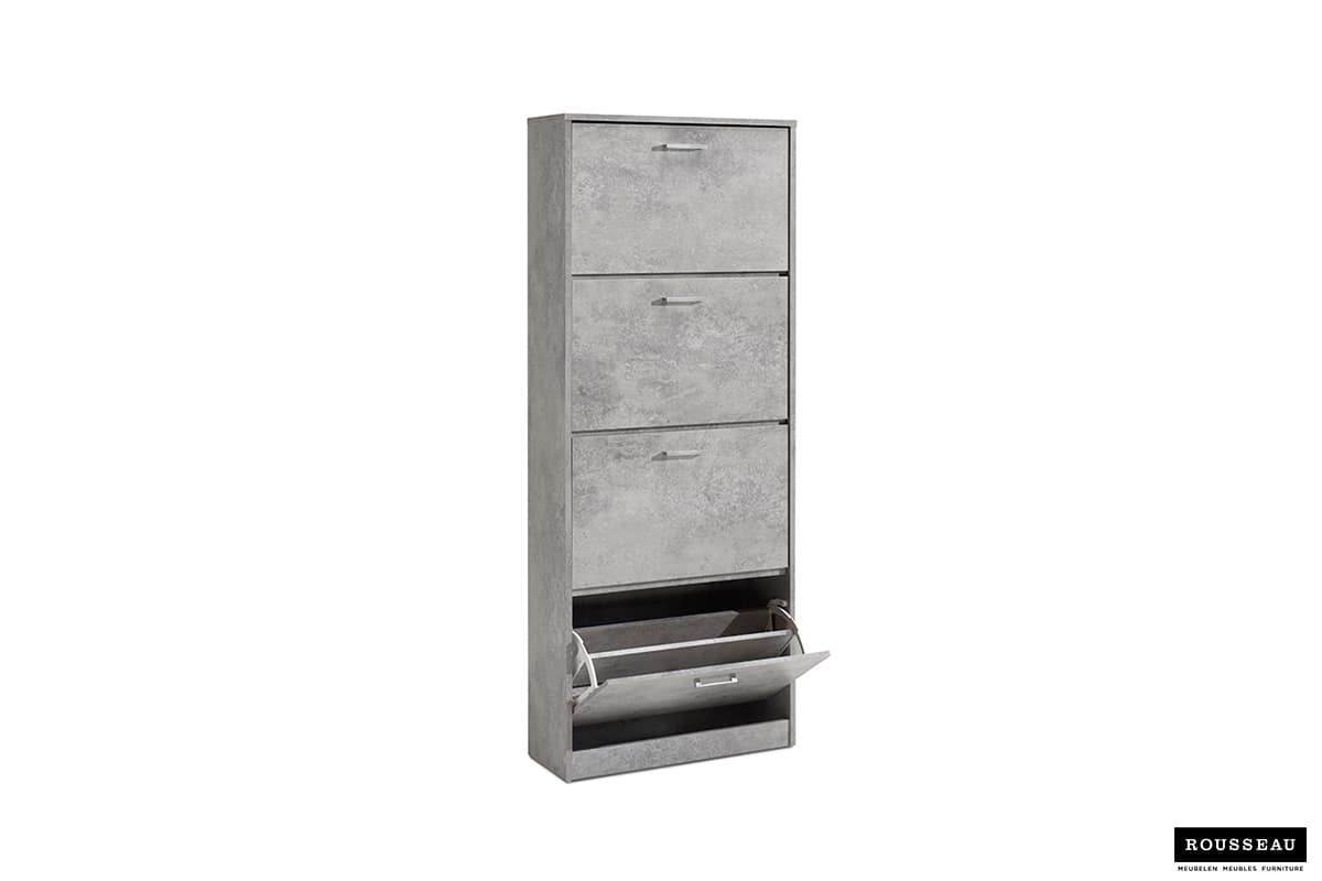 Armoire rangement chaussures 'Carini' 4 tiroirs Béton (RO-5203-6) – Image 7