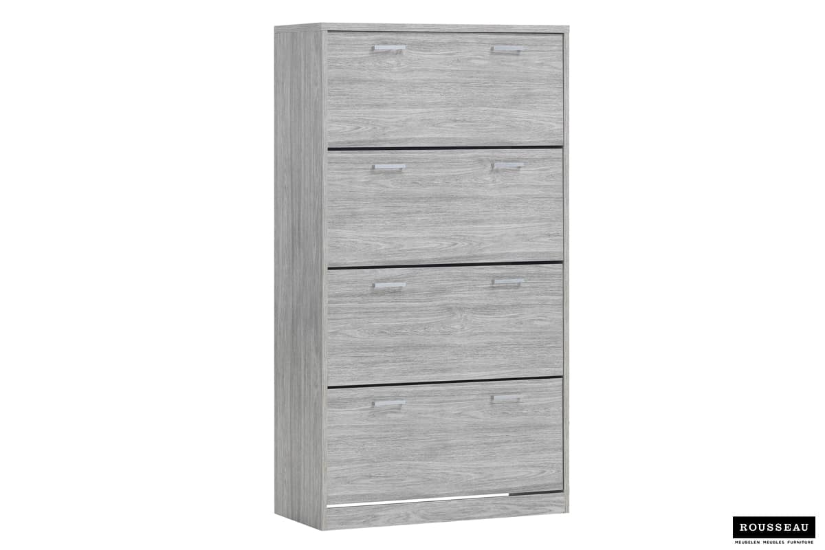 Armoire rangement chaussures 'Spacio' 4 tiroirs Chêne gris (RO-6095-5)