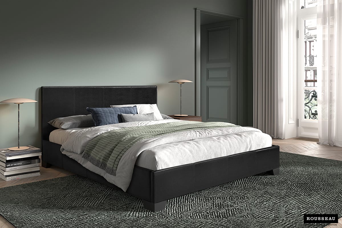 Lit 'Roma' 160x200 avec sommier PU Noir (RO-89516-2)