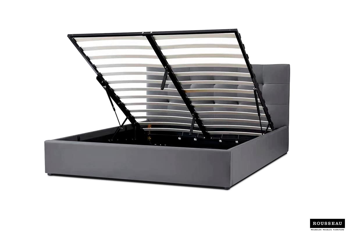 Lit 'Porto' 160x200 avec sommier PU Gris (RO-89526-3) – Image 6