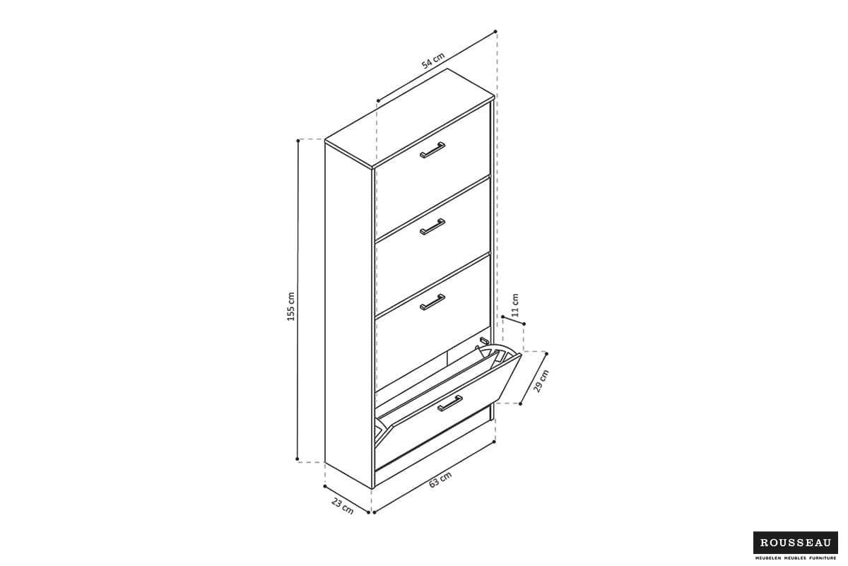 Armoire rangement chaussures 'Carini' 4 tiroirs Sonoma (RO-5203-3) – Image 7