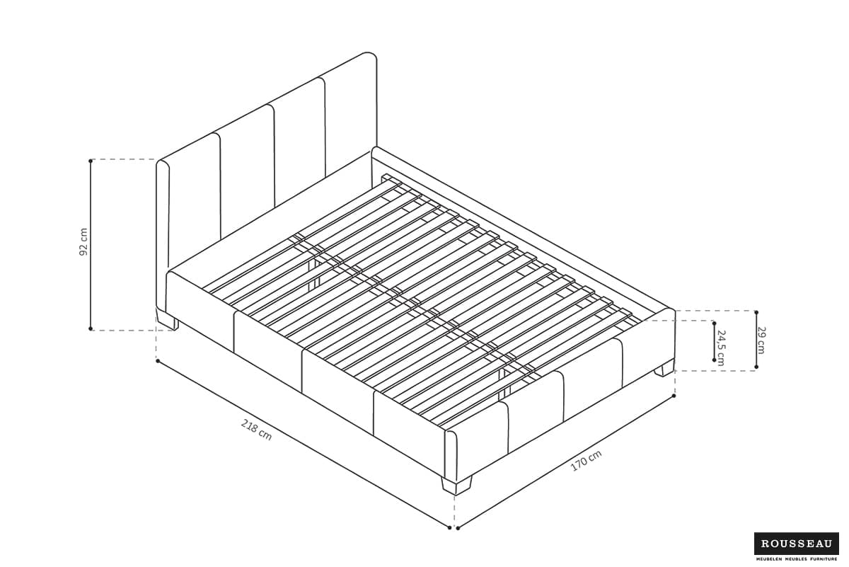 Lit 'Roma' 160x200 avec sommier PU Noir (RO-89516-2) – Image 6