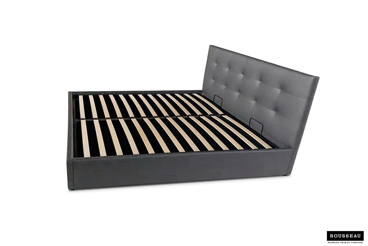 Lit 'Porto' 160x200 avec sommier PU Gris (RO-89526-3) – Image 7