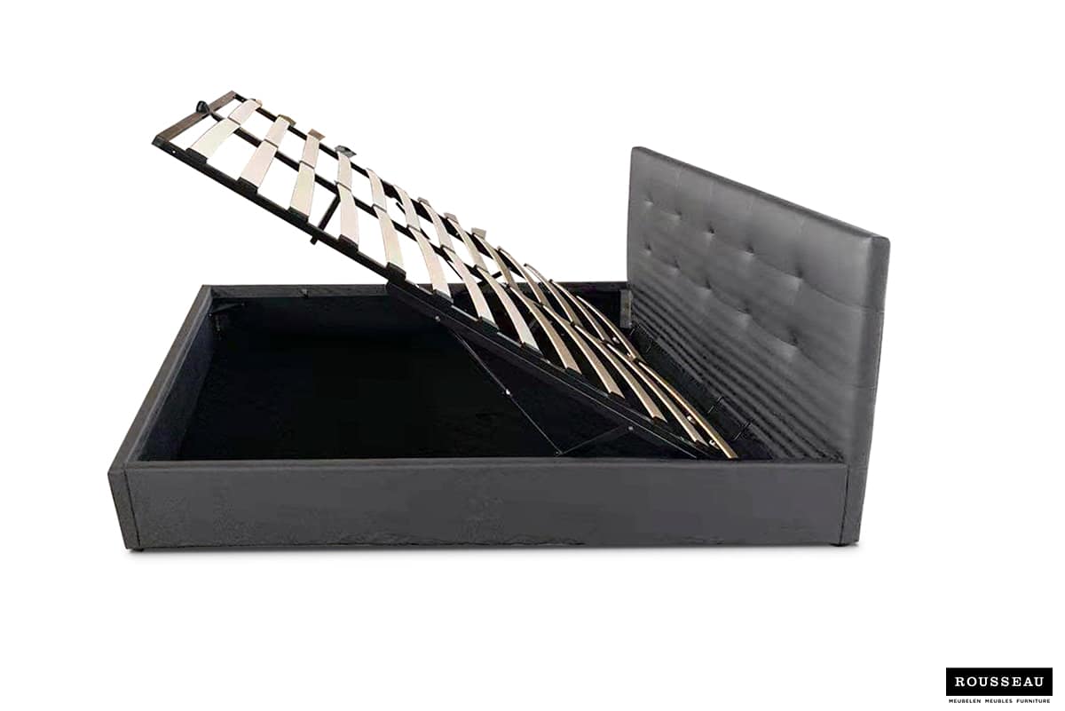 Lit 'Porto' 160x200 avec sommier PU Gris (RO-89526-3) – Image 8