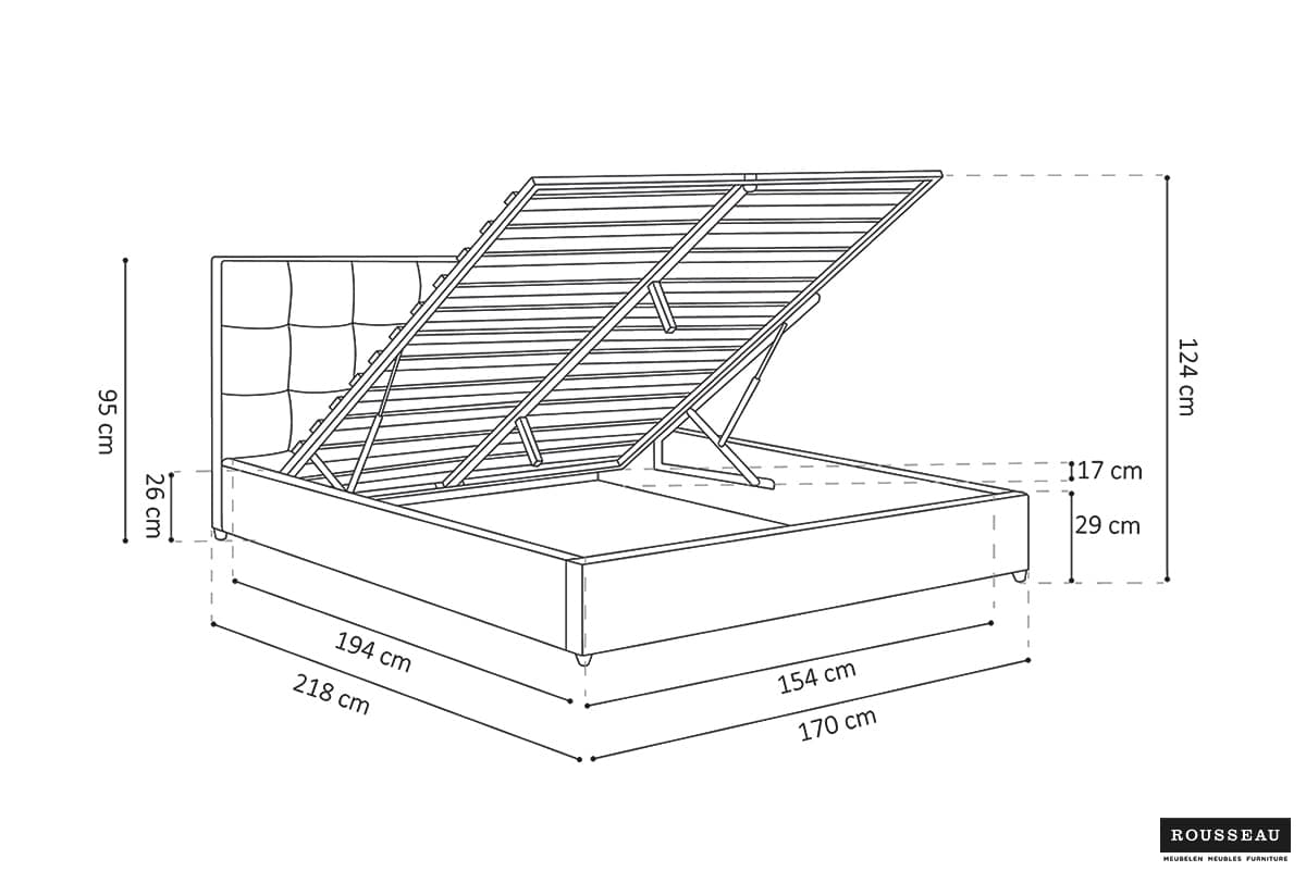 Lit 'Porto' 160x200 avec sommier PU Gris (RO-89526-3) – Image 11