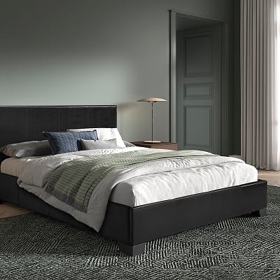 Lit 'Roma' 140x200 avec sommier PU Noir (RO-89514-2)