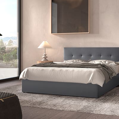 Lit 'Porto' 140x200 avec sommier PU Gris (RO-89524-3)