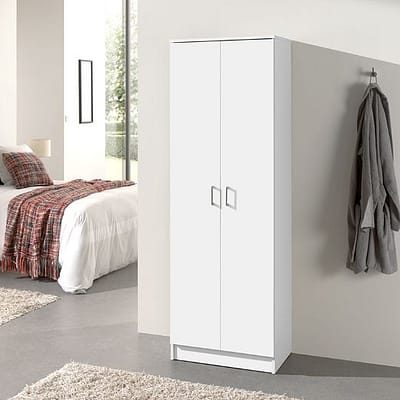 Armoire de rangement multifonction 'Ray' 2 portes et 4 étagères blanc (RO-6403-1)