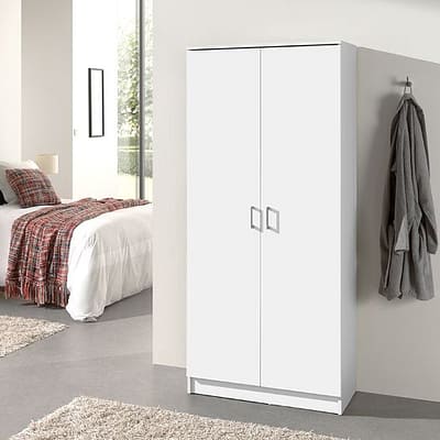 Armoire de rangement multifonction 'Ray' 80 cm 2 portes et 4 étagères blanc (RO-6405-1)