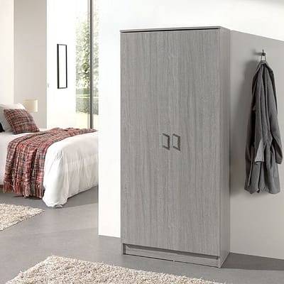 Armoire de rangement multifonction 'Ray' 80 cm 2 portes et 4 étagères gris (RO-6405-5)