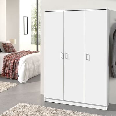 Armoire de rangement multifonction 'Ray' 3 portes et 4 étagères blanc (RO-6410-1)
