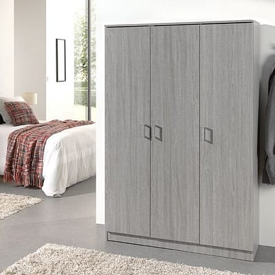 Armoire de rangement multifonction 'Ray' 3 portes et 4 étagères gris (RO-6410-5)
