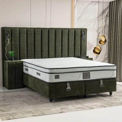 Lit-coffre Boxspring PELLA GREEN