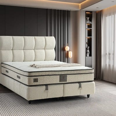 Lit-coffre Boxspring PUFFY CREAM