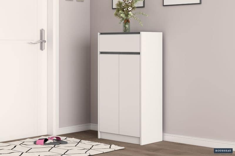 Armoire rangement chaussures 'Lilly' 2 portes et 1 tiroir Blanc (RO-5212-1)