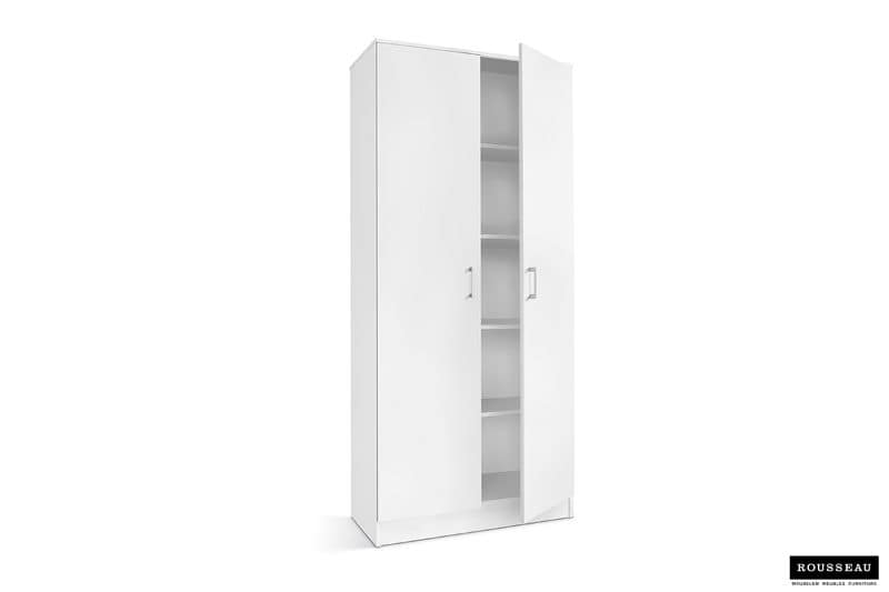Armoire de rangement multifonction 'Ray' 80 cm 2 portes et 4 étagères blanc (RO-6405-1) – Image 5