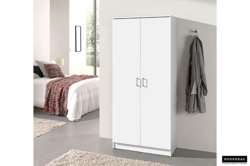 Armoire de rangement multifonction 'Ray' 80 cm 2 portes et 4 étagères blanc (RO-6405-1)