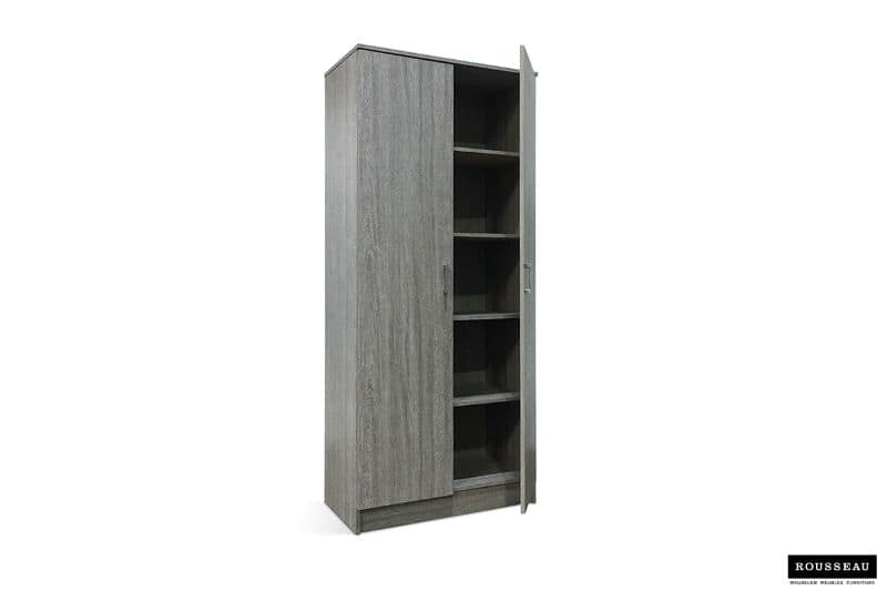 Armoire de rangement multifonction 'Ray' 80 cm 2 portes et 4 étagères gris (RO-6405-5) – Image 5